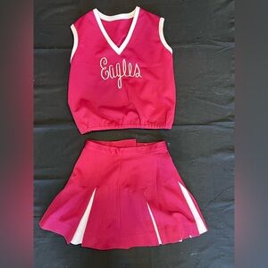 Vintage Cheerleader Outfit, Maroon Red with White Trim, Girls Size XS, 1970’s